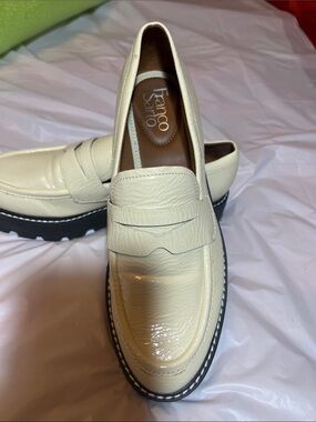 Franco Sarto Men’s Cream Leather Lug Sole Penny Loafers